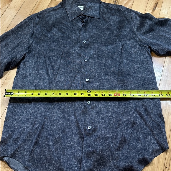 Vintage Armani Collezioni Charcoal and White Pattern Silk Dress Shirt - Picture 7 of 9